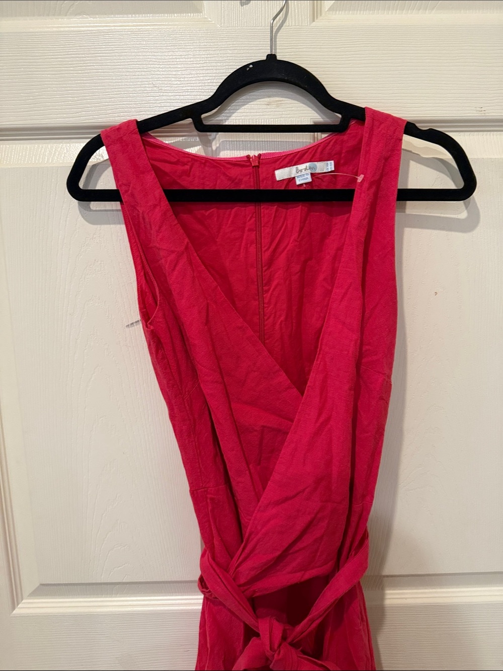 Boden linen blend pink wrap midi dress, size 10 - Picture 2 of 7